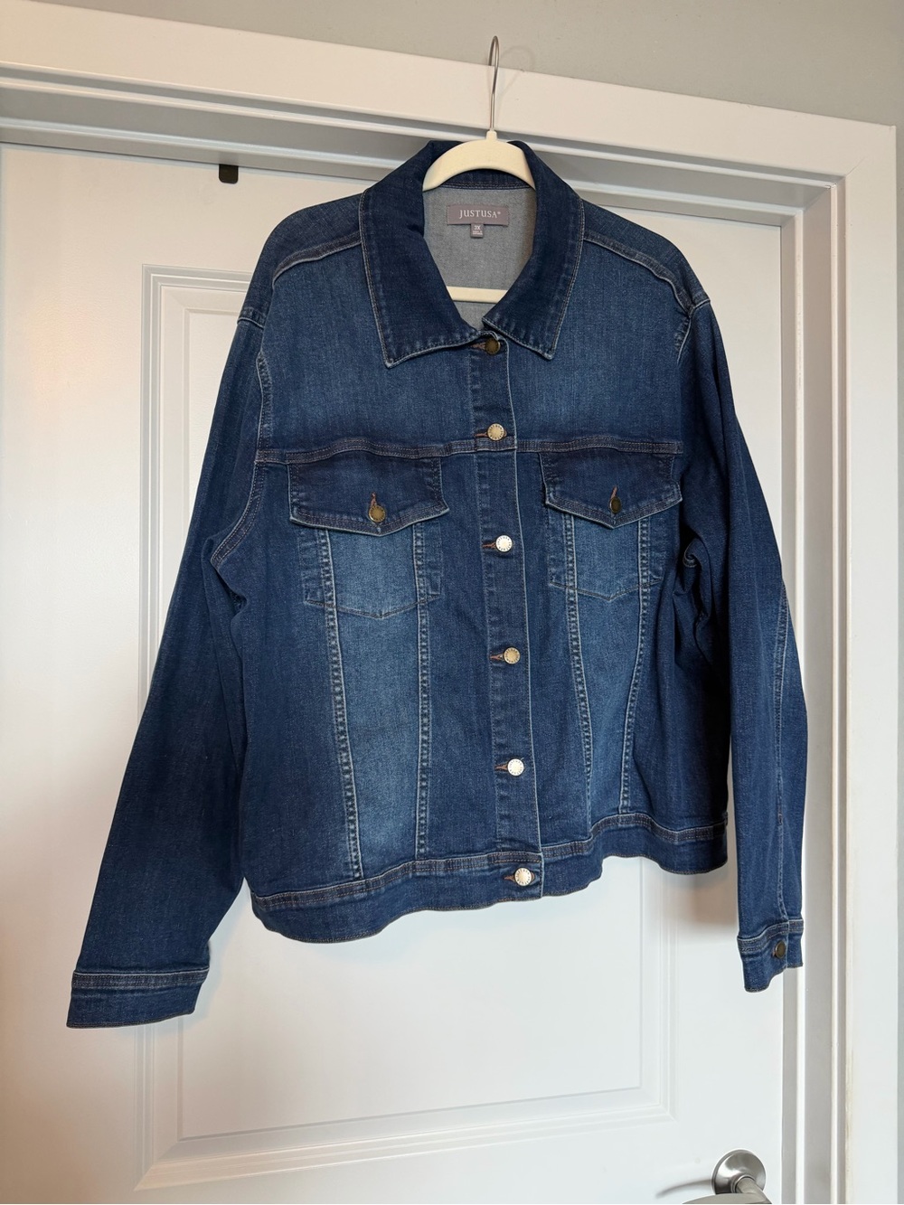 Just USA 3X Denim Jean Jacket Stretch Blue Trucker Plus Size
